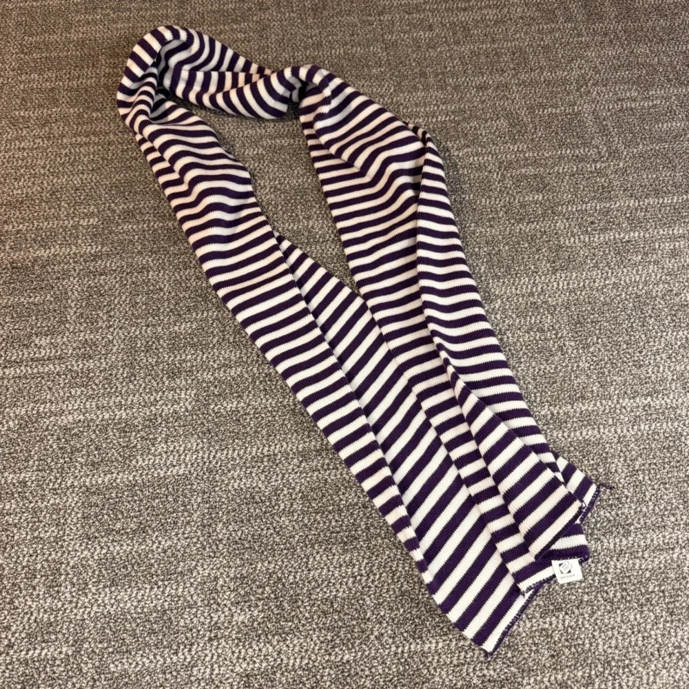 Broner Purple White Striped Knit Scarf Collegiate Style Winter Accessory